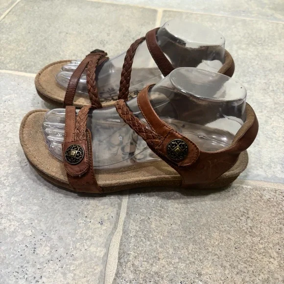 Aetrex Jillian Braided Quarter Strap Sandals Women’s 8 Brown - Picture 2 of 9